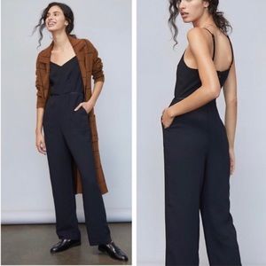 Anthro Maeve Magdalena black jumpsuit v neck nwt